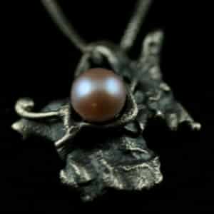 Mystic sølvanheng med perle